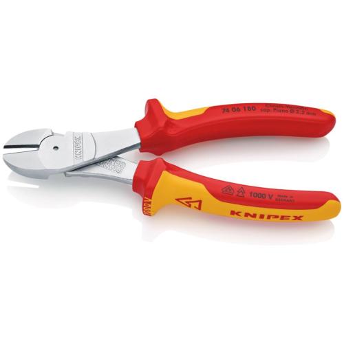 Knipex High Leverage Diagonal Cutter Insulated Multi-comp. Grips VDE Chrome-plated 180mm 74 06 180